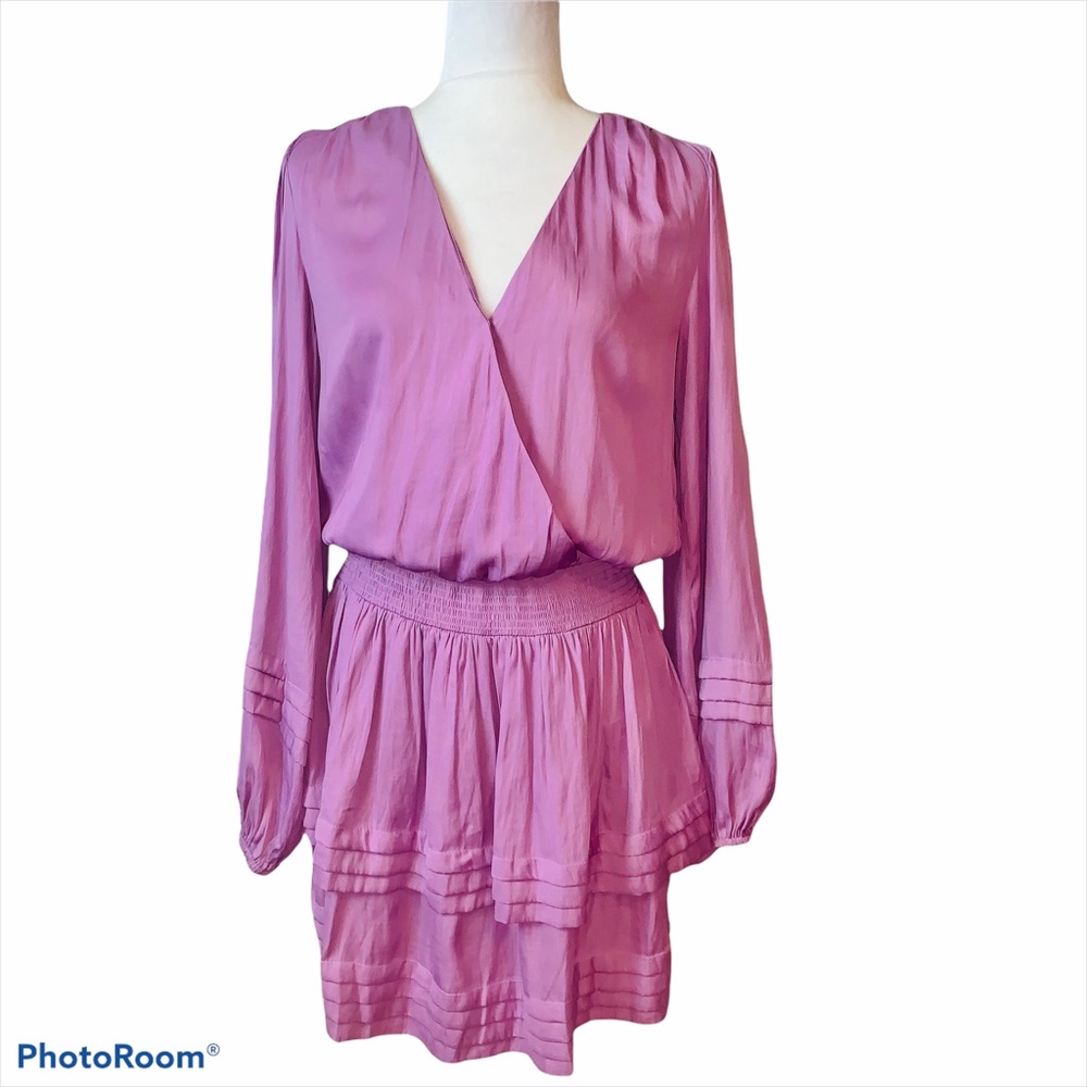 Boutique Purple LS Ruffled Flounce Short Dress